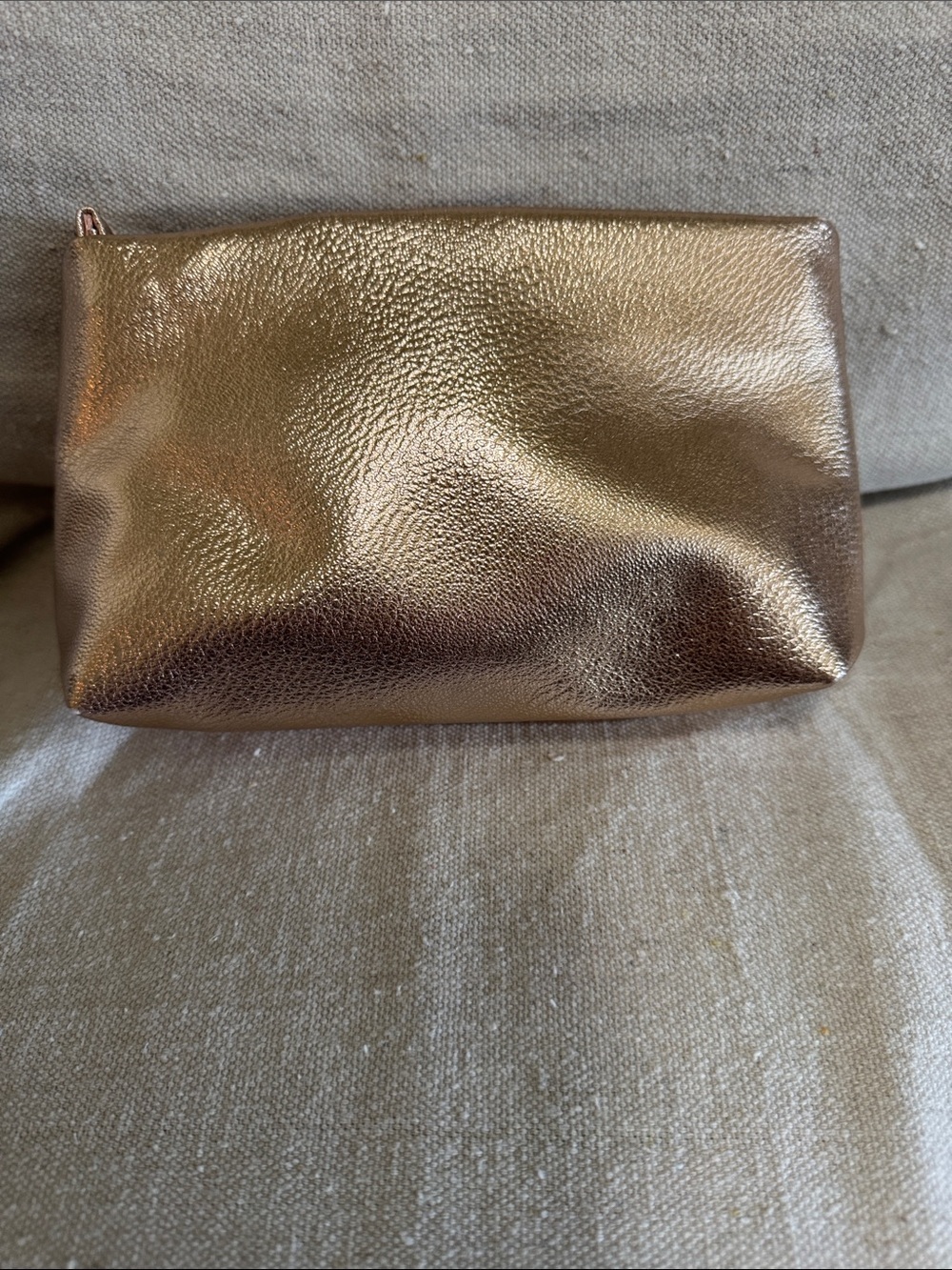 bareMinerals Rose Gold Metallic Vegan Leather Cosmetic Bag Pouch